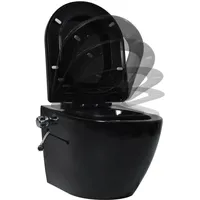 vidaXL Wand-WC ohne Spülrand mit Bidet-Funktion Keramik Schwarz