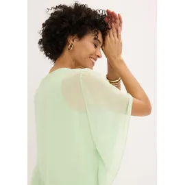 bonprix Chiffonbluse mit Untertop, grün Gr.52, festliche Chiffonbluse mit Fledermausärmeln und elastischem Bund