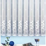heimtexland Gardine Vorhang Jacquard Store mit Bleiband für schönen Fall weiß schönes Blumenmuster Allover mit Kräuselband/Universalschienenband HxB 175x750 cm für Fensterbreite 245-300 cm Typ43