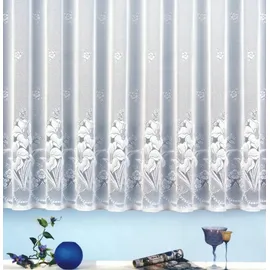 heimtexland Gardine Vorhang Jacquard Store mit Bleiband für schönen Fall weiß schönes Blumenmuster Allover mit Kräuselband/Universalschienenband HxB 175x750 cm für Fensterbreite 245-300 cm Typ43