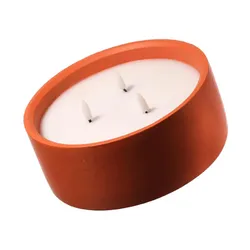XXL LED Kerze in Betonoptik Zement Wachs 3 Docht Flamme Timer D: 20cm terracotta