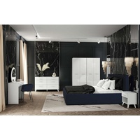 99rooms Schlafzimmer-Set Celine I Weiß Hochglanz, (Komplett Schlafzimmer, Set (6-St), 6-teilig, viel Stauraum, mit Spiegel, Glaselemente, Modern Design weiß