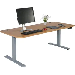 Schreibtisch MCW-D40, Computertisch, elektrisch höhenverstellbar 160x80cm 53kg MVG ~ braun Struktur, grau