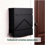 Relaxdays Metall Briefkasten Schwarz inkl. Zeitungsfach