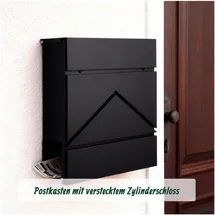 Relaxdays Metall Briefkasten Schwarz inkl. Zeitungsfach