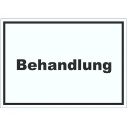 Behandlung Aufkleber mit Text Behandlungsraum waagerecht A9 (37x52mm)