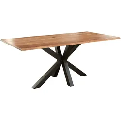 SAM® Esstisch Baumkante massiv Akazie natur 200 x 100 schwarz SPYRO
