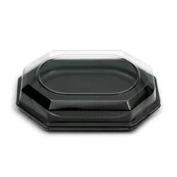 10 Catering- Trays schwarz inklusive DECKEL, 350 x 250 x 80 mm, 1165+1171, A