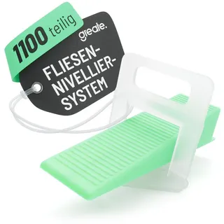 greate 1100-teiliges Fliesen Nivelliersystem 2mm - Fliesenverlegehilfe Set mit 1000 Zuglaschen & 100 Keile - Fliesen Verlegehilfe - Fliesenkeile