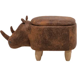 Beliani Tierhocker mit Stauraum Kunstleder 60 x 35 x 32 cm Braun
