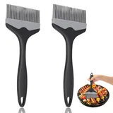 MBAIYO 2 Stück Extra Großer Silikon Backpinsel, 10cm Extra Breiter Backpinsel Hitzebeständiger Grillpinsel zum Kochen Backen Grillen BBQ Kochpinsel Küchenpinsel zum Saucen Butter Öl Marinaden (grau)