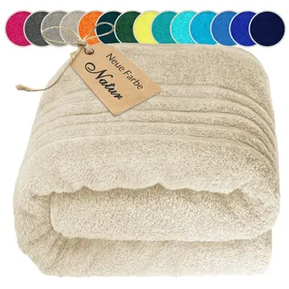 Lashuma Saunahandtuch XXL 80x220 cm Natur - Saugstarkes & Weiches Sauna Handtuch für Damen & Herren, Premium Qualität, 100% Baumwolle, Made in Portugal