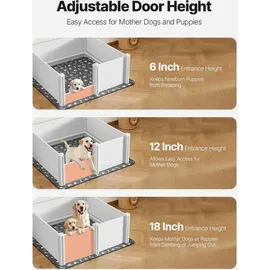 Vevor Wurfkiste für Hunde 122x122x46 cm Milchweiß