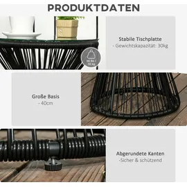 Outsunny Beistelltisch, Runder Kaffeetisch mit Hohltrommel-Design, Metall