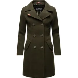 Marikoo Damen Mantel in Wollmantel-Optik langer Trenchcoat mit Reversekragen Nanakoo Dark Green Gr. 5XL - 5XL