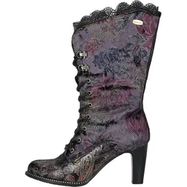 LAURA VITA Damen Stiefel florales Muster Spitze und Metallic Glanz Alcbaneo 351, Größe:40 EU, Farbe:Violett - Violett - 40