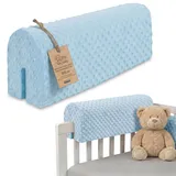 Totsy Baby Bettkantenschutz Kinderbetten Minky 90 cm - Schutz Bettrahmen Baby Bett rausfallschutz für boxspringbett bettgitter mit Minky Bezug Kantenschutz Kinder Babybett Oeko-Tex Blau