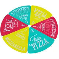 Markenlos Pizzateller 6teilig bunt Kunststoff Pizzastücke Pizza Pizzastück Teller eckig