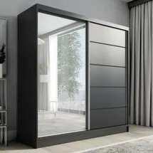 a&j möbelland Schwebetürenschrank KARO 2 200 x 215 x 59,5 cm Schwarz