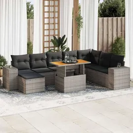 vidaXL Garten-Lounge-Set 9-tlg. grau