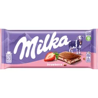 Milka Vollmilchschokolade mit Erdbeergeschmack und Füllung 100 g