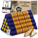livasia Keilkissen Dreieckskissen hoch (Classic) - 38x55x35cm, Kapok, vegan, handgefertigt blau|gelb