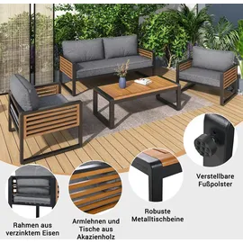stilvora Gartenlounge-Set 4-tlg. Grau