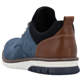 Rieker Slip-On Sneaker RIEKER, Herren, Gr. 44, blau (blau, braun), Lederimitat, Textil, kontrastfarbene Details, Schuhe, Schlupfschuh, Halbschuh, Freizeitschuh mit Prägung