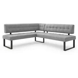 Home Affaire Eckbank HOME AFFAIRE "Mia Küchenbank, Polsterbank, Esszimmerbank, 207x167 cm", hellgrau, schwarz, B:207cm H:61cm T:167cm, Massivholz, Metall, Polyester, Sitzbänke, Eckbank, Moderne Bank und Farben, Sitzplatzanzahl: 5, Frei in Raum stellbar