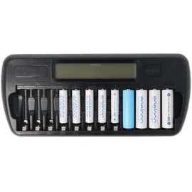 Panasonic eneloop Standard HR-3UTGA 12 Stück AA Mignon Akkus, LCD-Ladegerät mit Display für 1-12 AA
