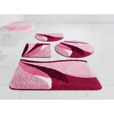 my home Badematte Magnus, Badvorleger, Badezimmer Teppich, Höhe 20 mm, rutschhemmend beschichtet, schnell trocknend, strapazierfähig, Polyacryl, rund, mehrfarbig, Badteppich, Badematten auch als 2 teiliges Set & rund rosa rund | Ø 80 cm x 20 mm