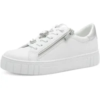 Marco Tozzi Damen Sneaker flach mit Glitzerstein Elegant, Weiß 40 EU