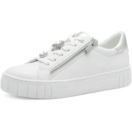 Marco Tozzi Damen Sneaker flach mit Glitzerstein Elegant, Weiß 40 EU