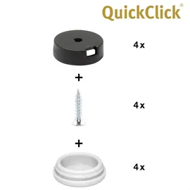 QuickClick Wagner QuickClick® Kunststoffgleiter Möbelgleiter Stuhlgleiter 4er-Set zum Anschrauben - 4X Basis+Schraube+Gleiteinsatz austauschbar - Kunststoff Hyper - Durchmesser Ø 20 mm - Made in DE - 15809000