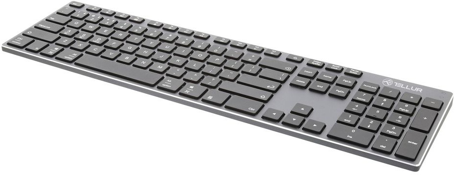 Kabellose Tastatur Tellur Shade, Bluetooth, US, Alu, Grau Schwarz