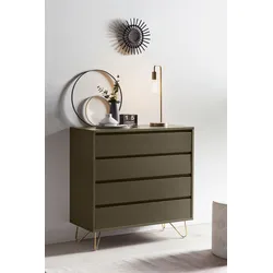 Kommode SALESFEVER, grau (grau, gold), B:90cm H:90cm T:40cm, MDF, Sideboards, in tollen Farben, Sideboard, Flurschrank, Anrichte