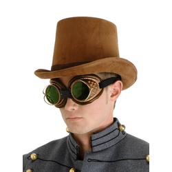 Elope Kostüm Steampunk Kutscherhut braun, Viktorianische Kopfbedeckung passend zum Steampunk Kostüm braun