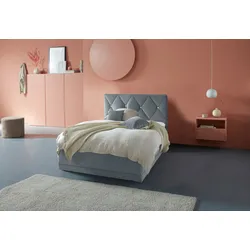 Polsterbett "Adamas", grau, L:210cm, Bezug: 100% Polyester, Polsterung: Polsterwatte, Material Gestell: gepolsterter Holzwerkstoff, WESTFALIA SCHLAFKOMFORT, Betten, auch mit Bettkasten, Knopfheftung mit Strasssteinen