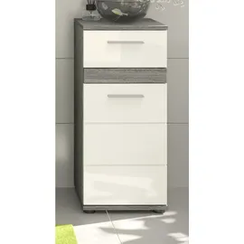 inn.furn Bailey Badkommode 35 x 79 x 31 cm Grau/Weiß Hochglanz