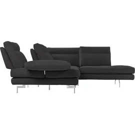 Calia Italia Ecksofa CALIA ITALIA "Toby Wing, L-Form, Multifunktionssofa, bequem und edel", grau (grigio scuro bull), B:288cm H:90cm T:232cm, Leder BULL (100% Leder), Sofas, Sitztiefenverstellung und Armteilfunktion, Füße chrom glänzend