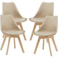 [en.casa] 4x Esszimmerstuhl Bürostuhl Küchenstuhl Stuhl Stuhlset Stühle Beige