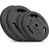 Hop-Sport Gusseisen Hantelscheiben Set 30 kg (2 x 5 kg, 2 x 10 kg) mit 31 mm Lochdurchmesser, ideal für Standard 30mm Langhantelstangen, Robuste Gewichtsscheiben für Fitness- und Krafttraining