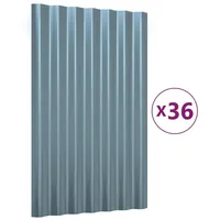 vidaXL Dachpaneele 36 Stk. Verzinkter Stahl Grau 60x36 cm