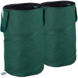 Relaxdays Laubsack selbstaufstellend, 2er-Set, Gartenabfallsack Pop-Up, 120 L, grün