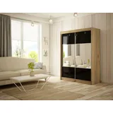 Schlafzimmer Schiebetürenschrank Eiche Gold 150cm Schwarz Ikea - Weiß