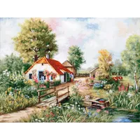 Lucas Luca-S BU4011 Ländliche Landschaft Kreuzstichset, Baumwolle, mehrfarbig, 46x35cm