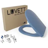 LUVETT WC-Sitz C100 mit Absenkautomatik, Duroplast sanitär, Universelle O-Form (Komplett-Set, Inklusive 3 Befestigungsarten), mit Original SoftClose® Absenkautomatik, Duroplast blau