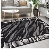 Mazovia Designteppich Modern Teppich Kurzflor Wohnzimmerteppich Robust und pflegeleicht GRAU, 160 x 230 cm, Fußbodenheizung,Allergiker geeignet,Farbecht,Pflegeleicht,Geometrisch grau|schwarz 160 x 230 cm