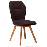 58 aufm Kessel Esszimmerstuhl Küchenstuhl (2er-Set) Donia 51x92x60 Eiche geölt/Rosewood (Lieferung bis Verwendungsstelle, 2 St), Stabiles Gestell aus Massivholz pflegeleichter Bezug aus Microfaser braun