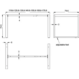 OEM Schreibtisch- oder Tischgestell Mit "o"-bein Ny-131a/80 Alu